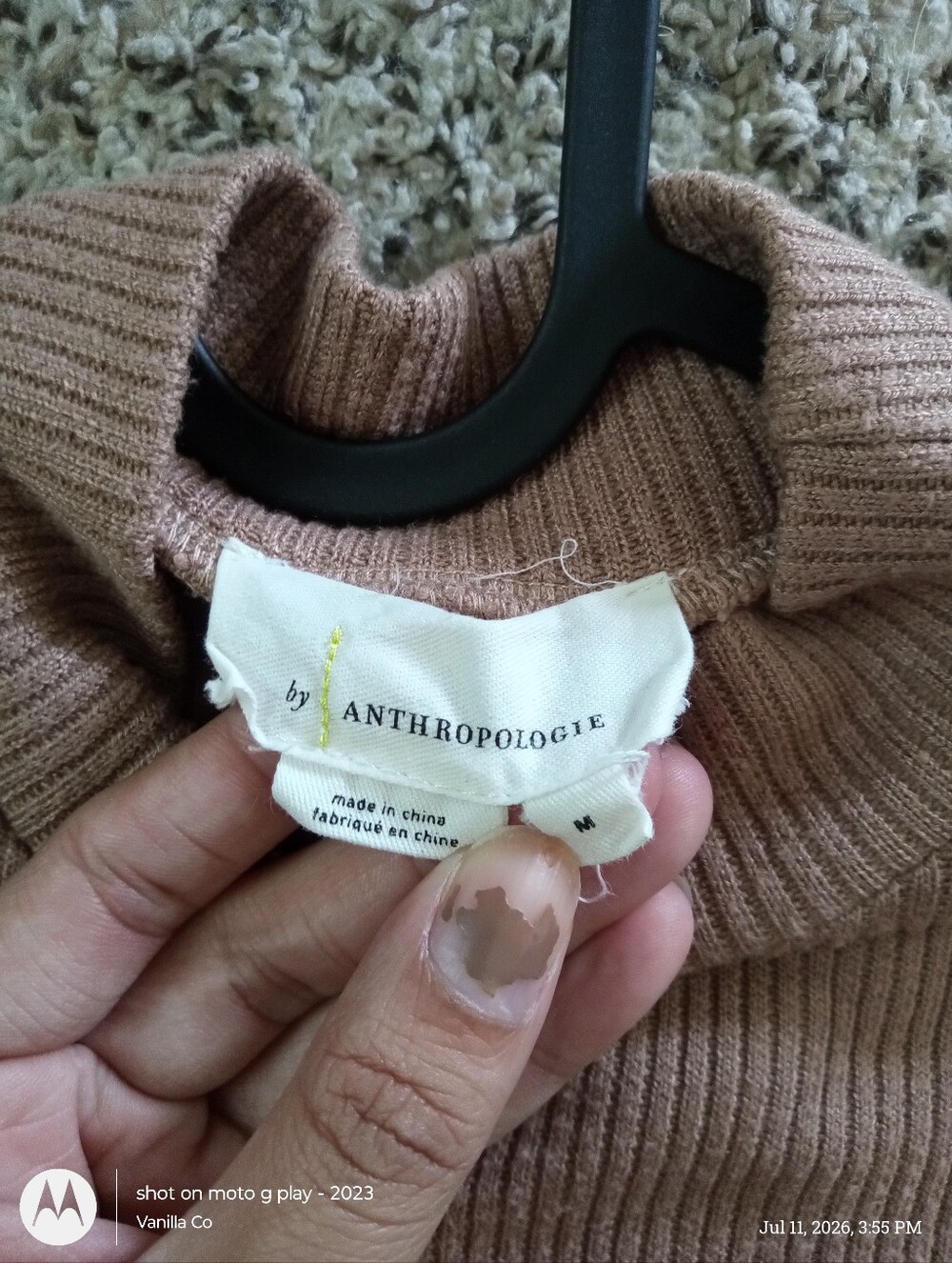 Anthropologie Mixed Media Mock Neck Ruffle Sleeve Peplum Top Tan Medium - Picture 3 of 10